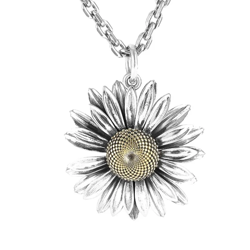 

Buyee 925 Sterling Silver Female Big Pendant Chain Butterfly Flower Simple Necklace for Women Fashion Golden Fine Jewelry Chain