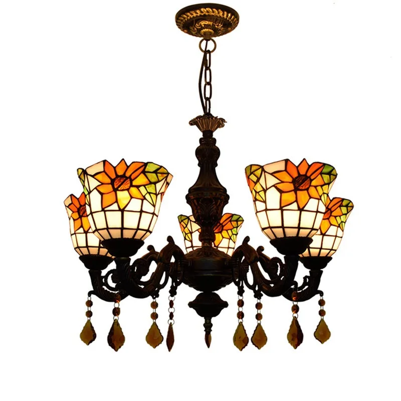 

American, color, glass, pastoral, sunflower, bar, crystal, decoration, chandelier