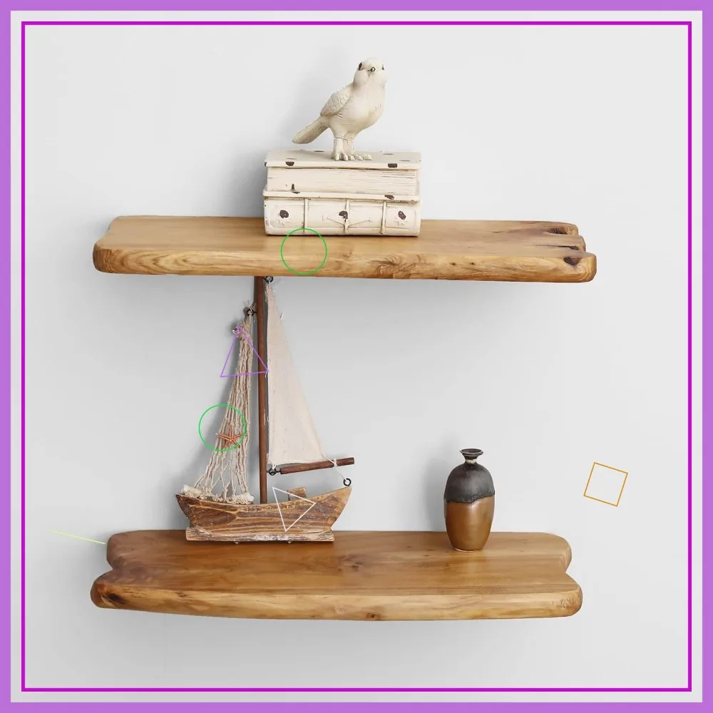 

Набор из 2-х настенных полок из кедра с естественным краем, 16 дюймов, в деревенском стиле, для декора