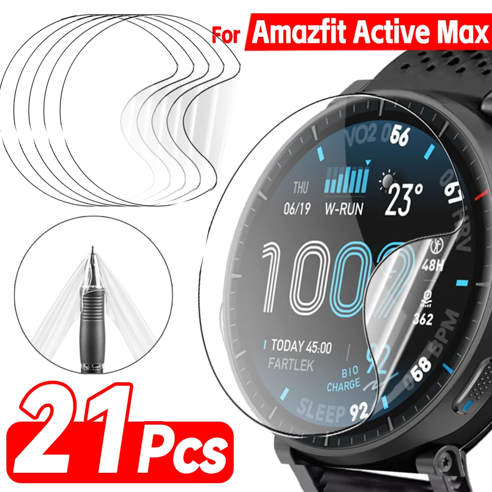 3-21pcs for Amazfit Active Max Watch Hydrogel Film Soft Pmma Anti-scratch Full Coverage Screen Protector for Amazfit Active Max
