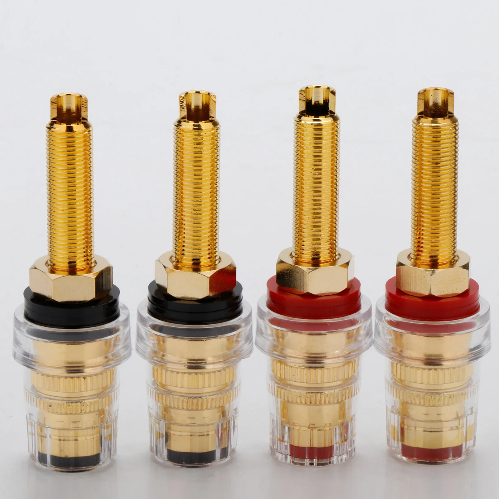 Preffair Brass Long Binding Post Connector Audio Speaker Amplifier Audio Adapter for 4mm Banana Plug Terminal Connectors