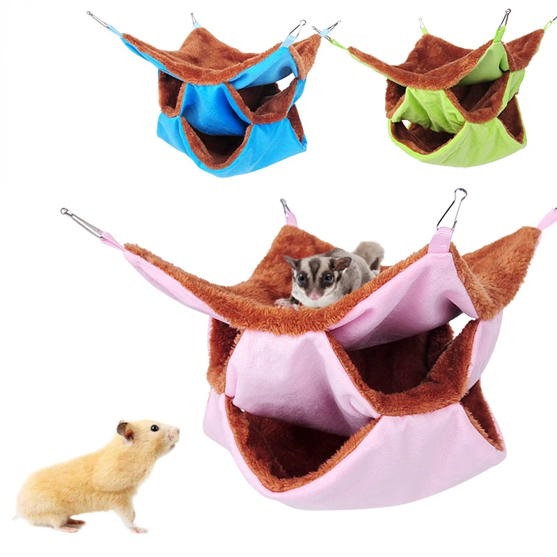 Small Nest Plush Hammock Warm 3Layer Hamster for rats rodent Animal Guinea Pig Ferret Double-layer Cotton Nests Pets Supplies