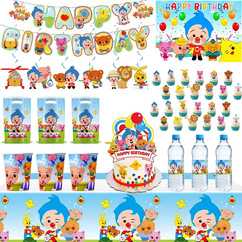 Cartoon-Zirkus-Thema Clown Geburtstagsparty-Deko Tischgeschirr Becher Teller Serviette Hintergrund Babyparty Kindergeburtstagsparty-Zubehör – Detail 1
