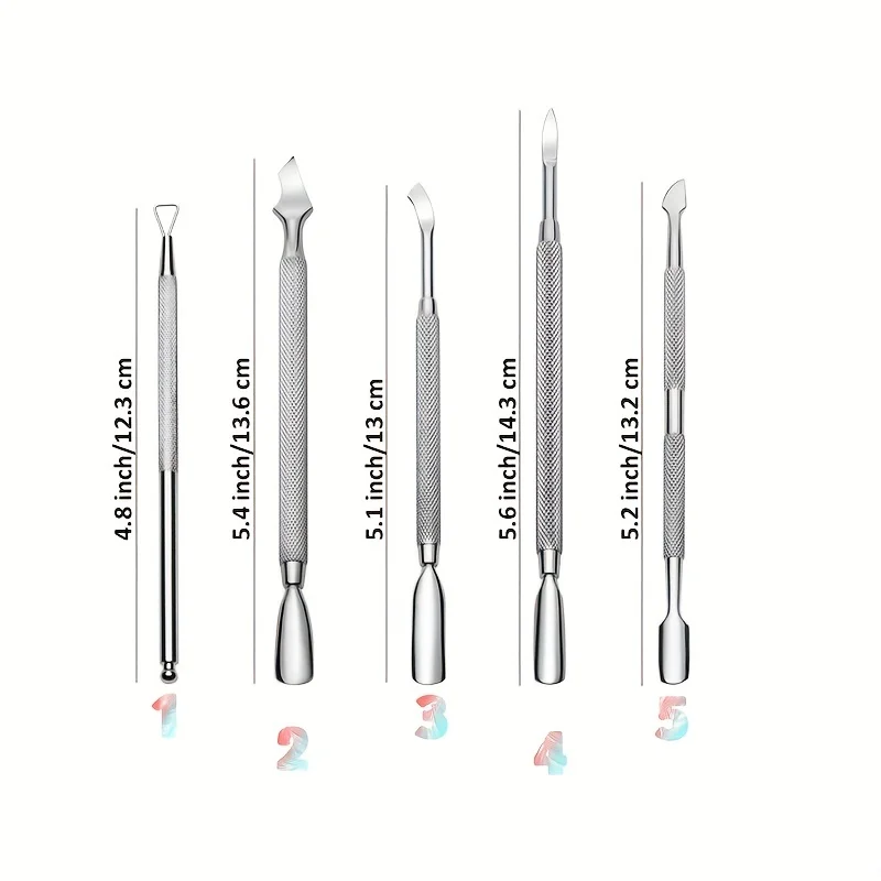 Professional High-light Nail Pusher Double-ended Stainless Steel Dead Skin Push Remover For Pedicure Manicure Nail Art Cleaner C image 4
