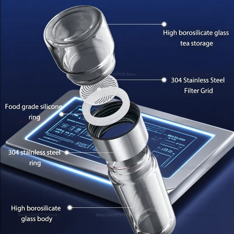 زجاجة شاي زجاجية مزدوجة الجدار 420 مللي بهلوان معزول مع مصفاة شاي زجاجة ماء ساخن مانعة للتسرب للتخييم والسفر والمكتب #2