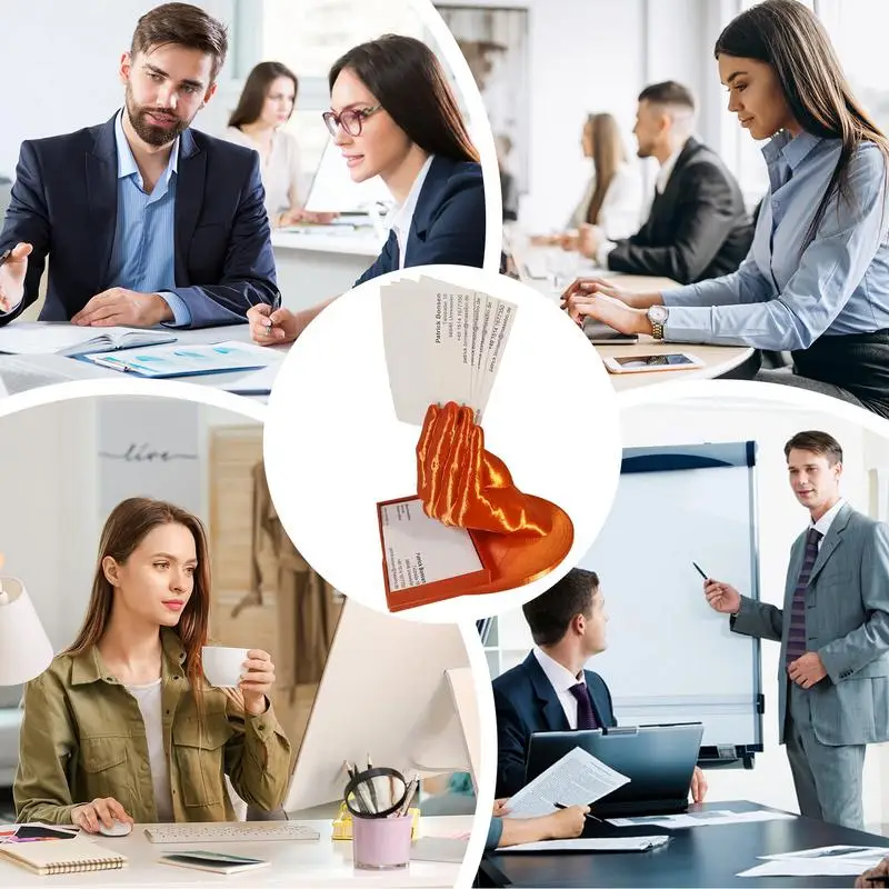 Business Card Display Unique Hand Business Card Holder Stand Modern ID Name Organizer Desktop Statue Office Table Decor For Desk