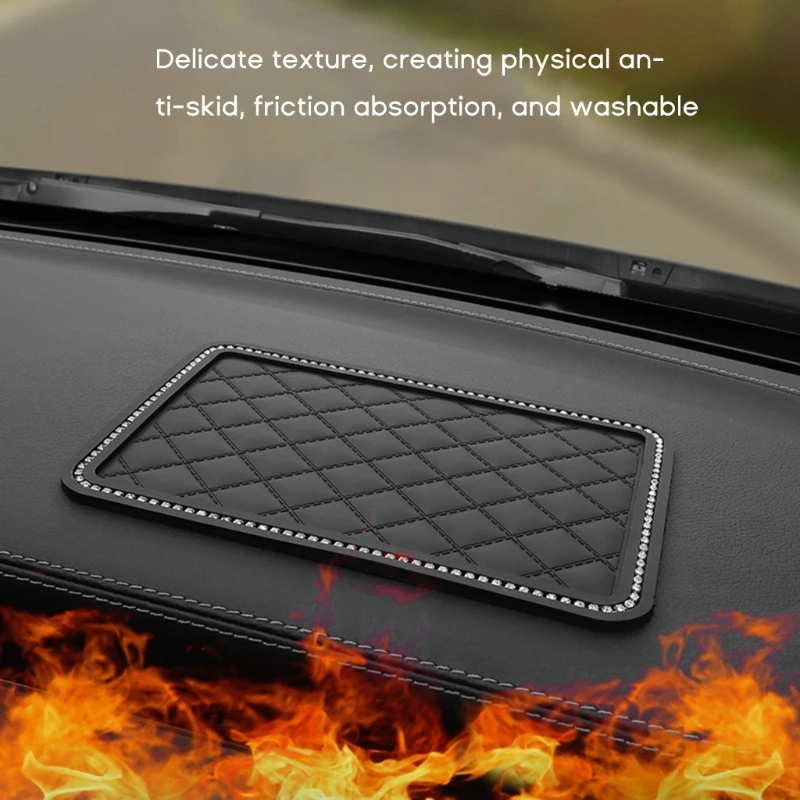 Y1UB Anti-skid Pad Mat Pads Storage Sticker High Temperature Resistant Adhesive Crystal-Rhinestone Car Interior