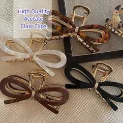 Women Acetate Bow Hair Claws Acetate Clamp Back Head Hairpin Elegant Ponytail Hair Clips Headwear For Girl's Female Barette Clip