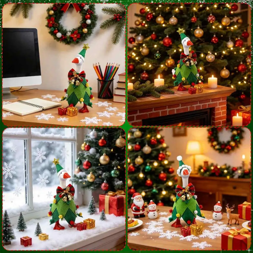 Christmas Goose Costume for 7 Inch Statue Seasonal Goose Outfit Christmas Tree Goose Outfit with Star Hat 7-inch Festive Desk