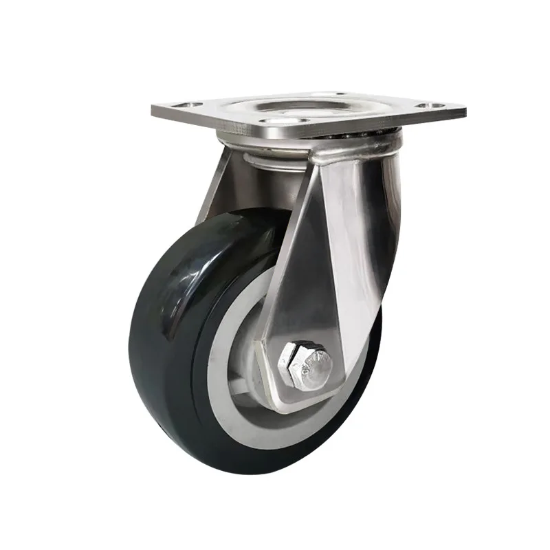 

304 Stainless Steel Swivel Casters 4 Inch 5 Inch Heavy Duty PU Wheels Universal Silent Wheel with lock Caster Wheels