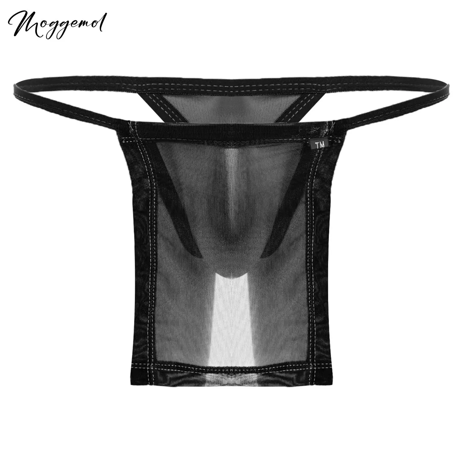 

Mens See Through Sheer Mesh Sumo-style Thong Sexy Lingerie Underwear Hollow Out Pouch with Flap Elastic Waistband T-back Briefs
