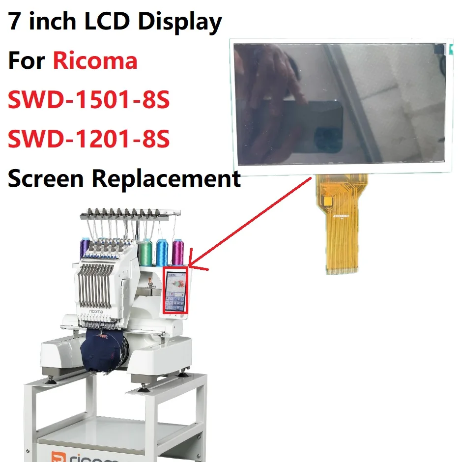

7 inch LCD Display For Ricoma SWD-1501-8S SWD-1201-8S Screen Replacement
