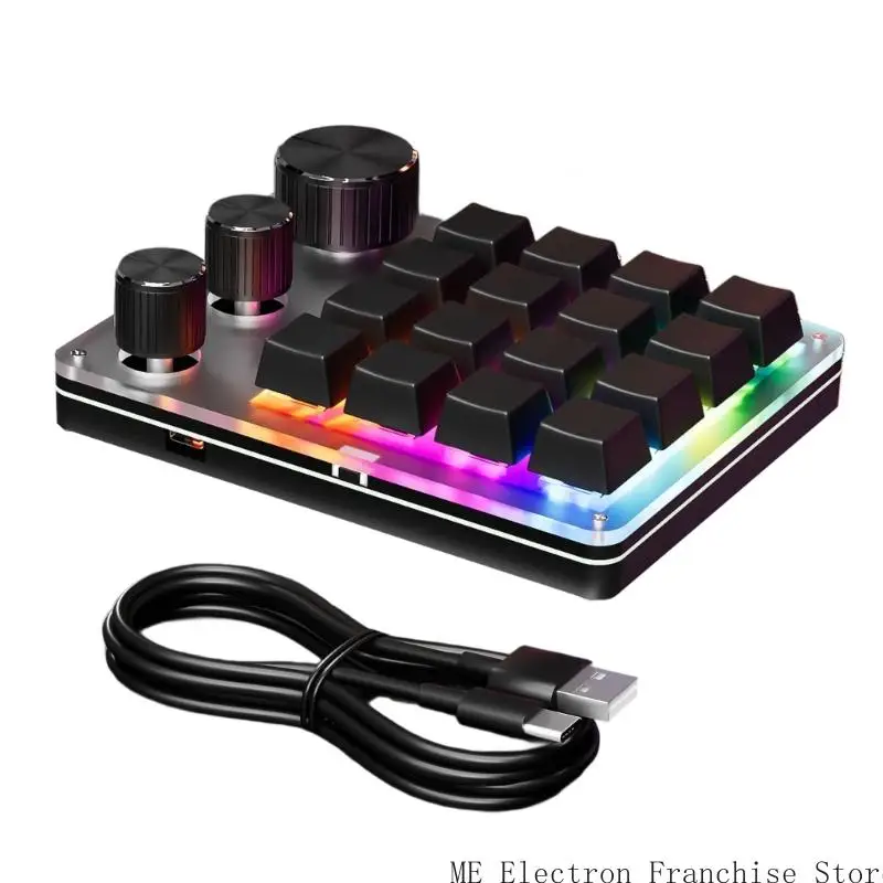 T5EA تخصيص لوحة المفاتيح MACRO 16-KEY 3 KNOBS MINI قابلة للبرمجة keyaoard hotswap