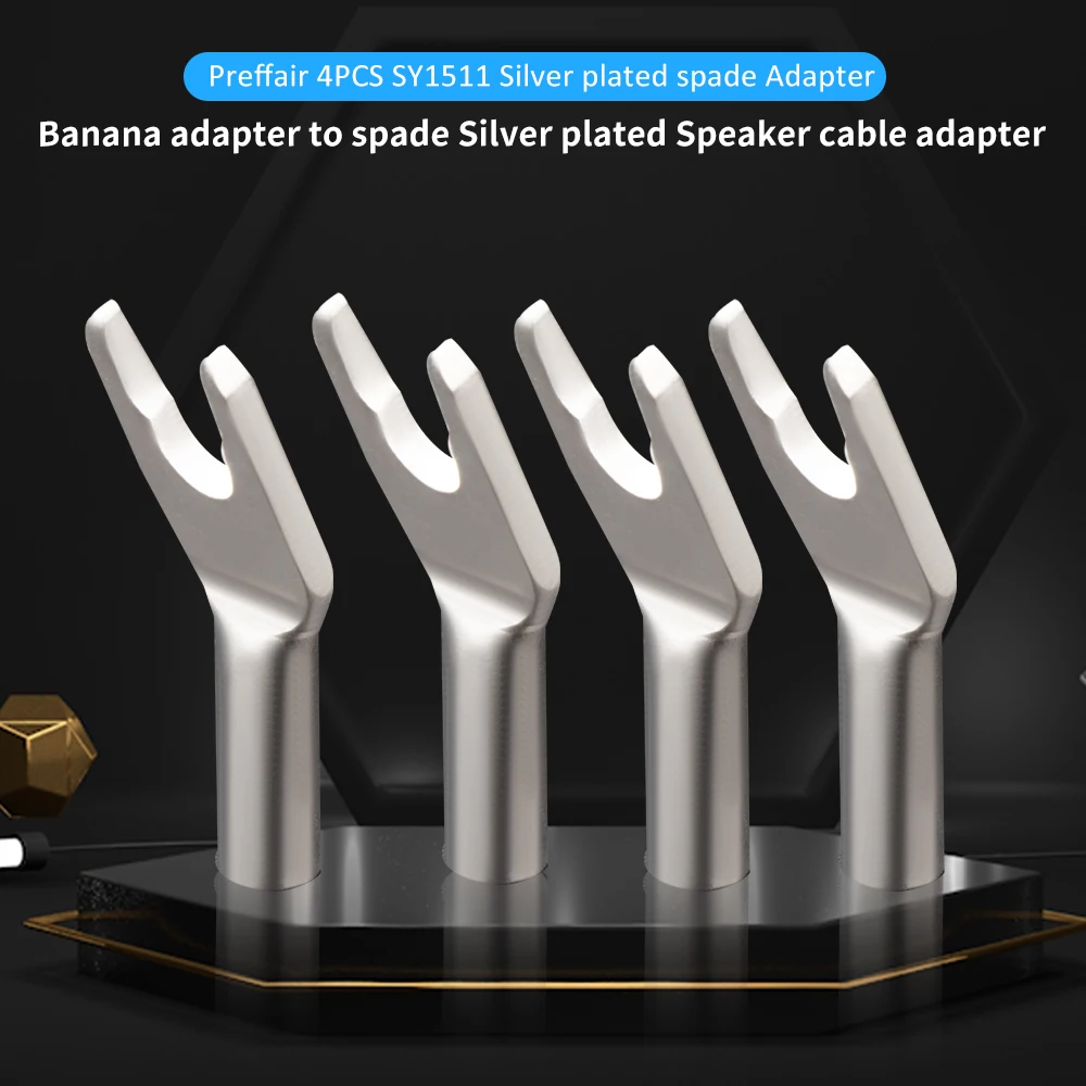 Conectores de alto-falante premium y-spade-cobre banhado a prata sy1511 terminais de plugue de fio de alto-falante para cabo de alto-falante de áudio hifi diy
