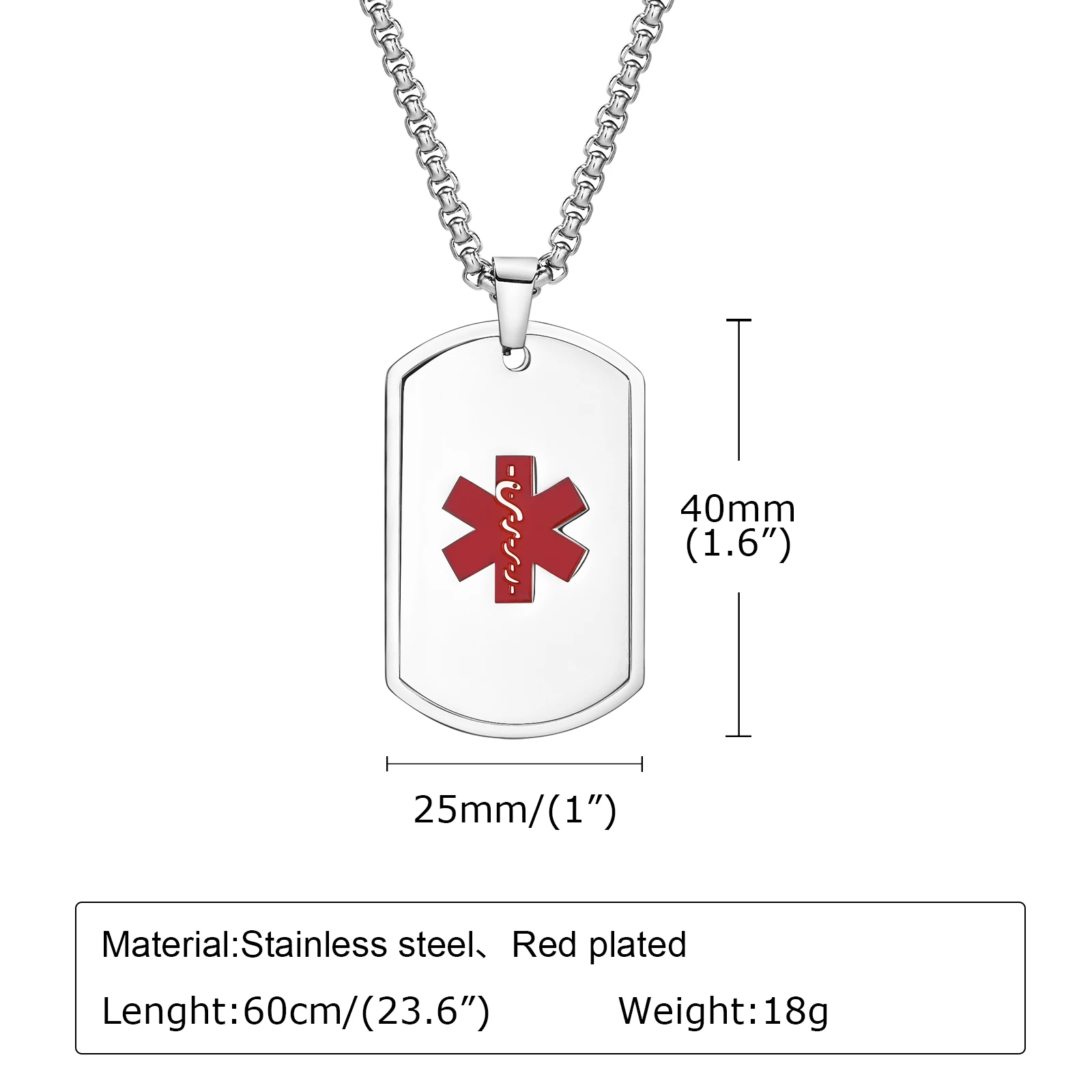 Mprainbow Mens Medical Alert ID Necklaces,Waterproof Stainless Steel Dog Tag Pendant Collar,Father Day Birthday Party Gifts