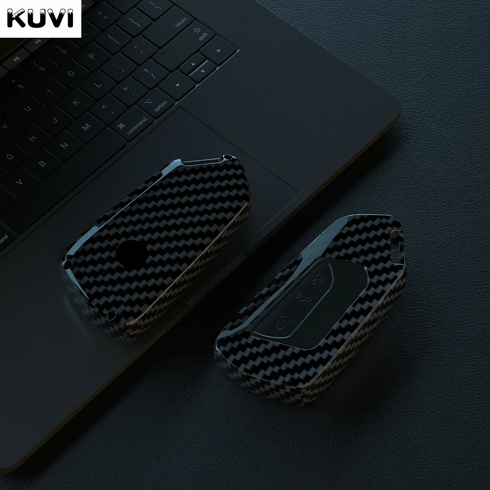 ABS+Carbon Car Key Case Cover Shell Fob For VW Volkswagen Golf 8 MK8 ID.3 ID.4 Cupra Skoda Octavia A8 SEAT Leon MK4 2020 2021 image 4