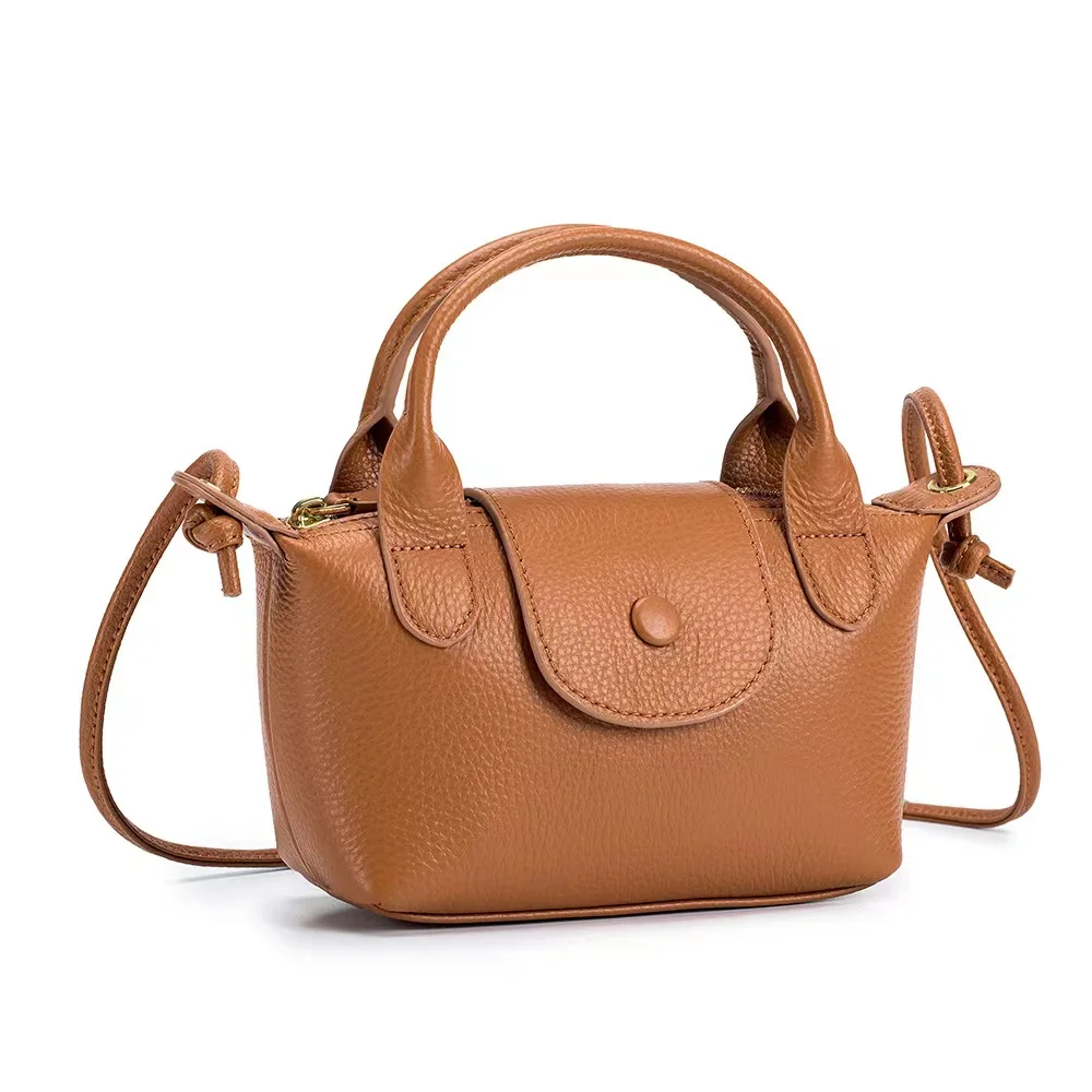 

The new leather worn handbag mini head layer cowhide shoulder handbag fashion trends but small bread hand bag