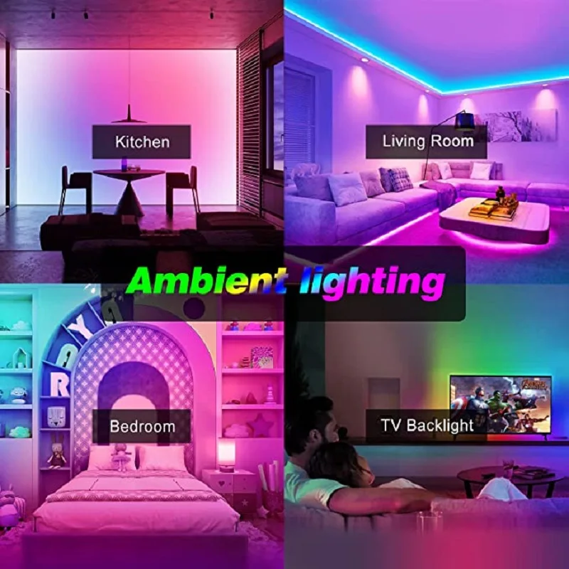 Barra de luz LED con Control remoto por infrarrojos, tira de luz LED con Bluetooth, 24 teclas, cinta RGB 5050 para decoración de dormitorio con