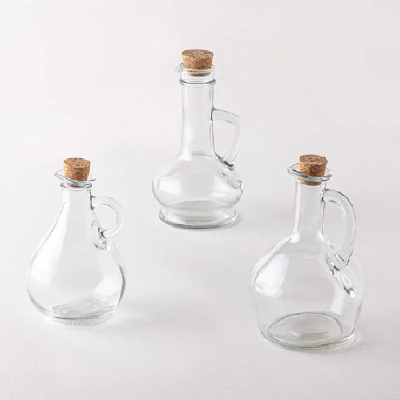 1pcs Kitchen Glass Oil Jug Round Cork Olive Oil Jug Transparent Glass Bottle Seasoning Tool Kitchen Supplies Seasoning Bottle