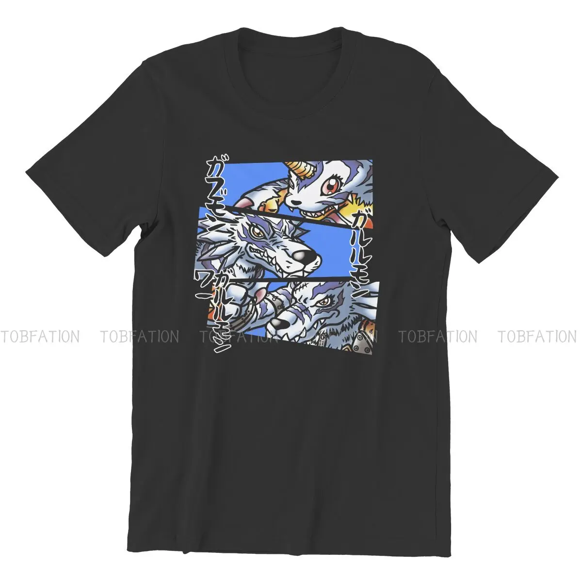 Friendship Gabumon Hipster TShirts Digital Monster Manga Male Style Fabric Streetwear T Shirt Round Neck Oversized