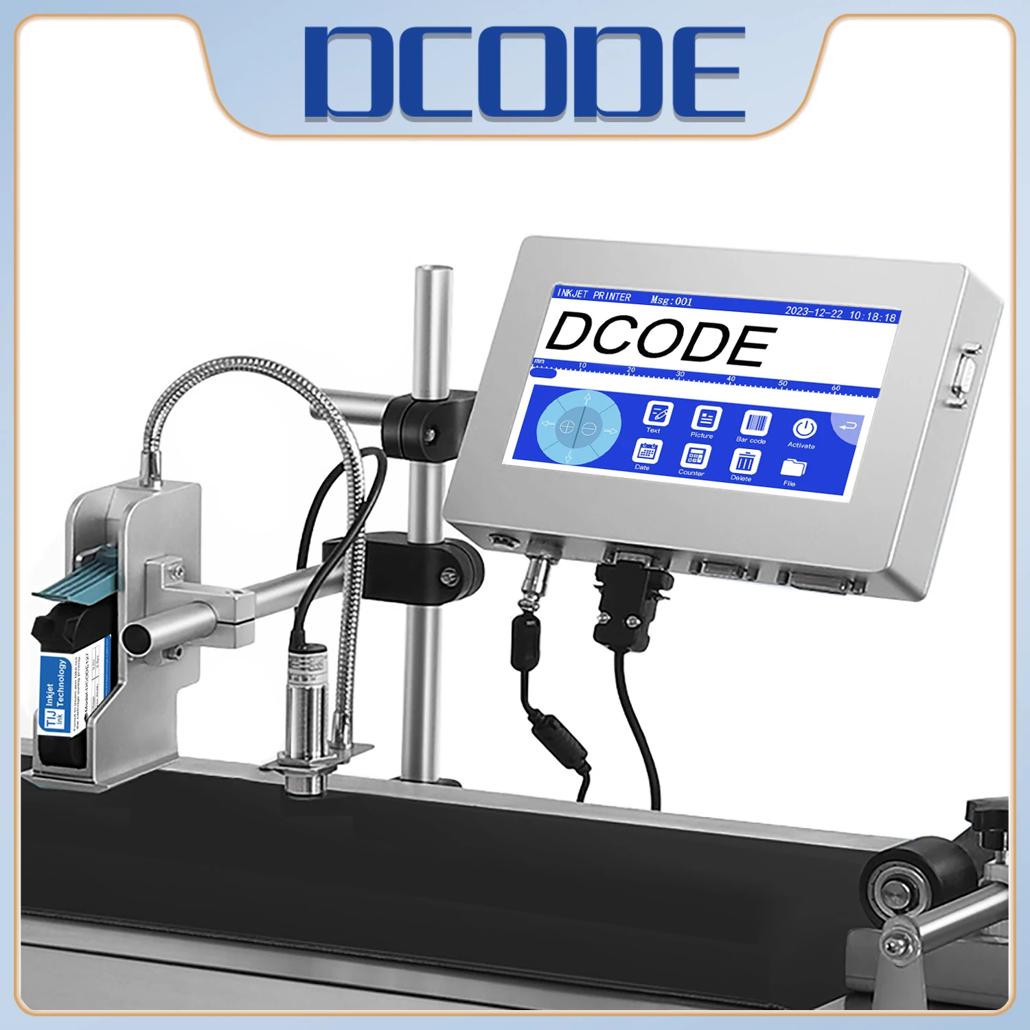 

DCODE DC-MAX 12.7/25.4mm TIJ Industrial Online Thermal Inkjet Printer Text QR Barcode Batch Number Logo Date Coding Machine