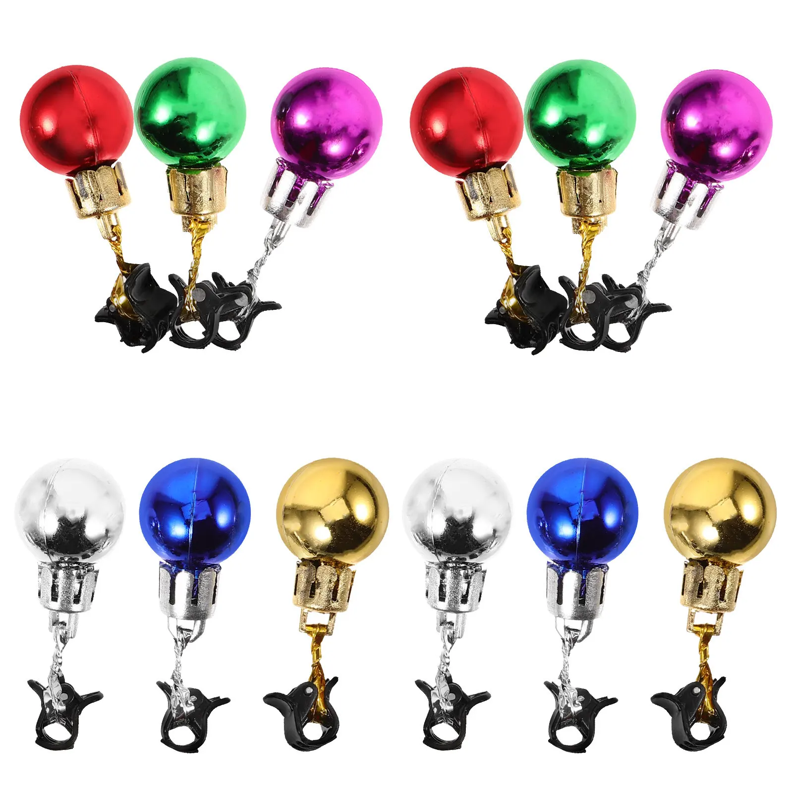 12Pcs Festive Christmas Beard Bell Charms Clips for Men Hair Beard Decoration DIY Reusable Colorful Holiday Accessory