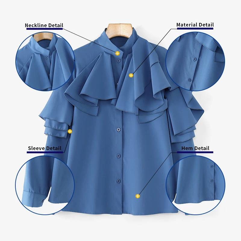 ZANZEA 2025 エレガントなシャツの女性の秋のファッション固体オフィスブラウスフリルストリート長袖トップスカジュアルルーズボタンチュニック