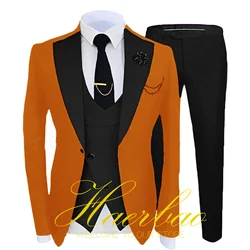 2023 Nieuwe Custom Mannen Pak Trouwjas Vest Broek Driedelige Set Formele Luxe Blazer Mannelijke Kleding