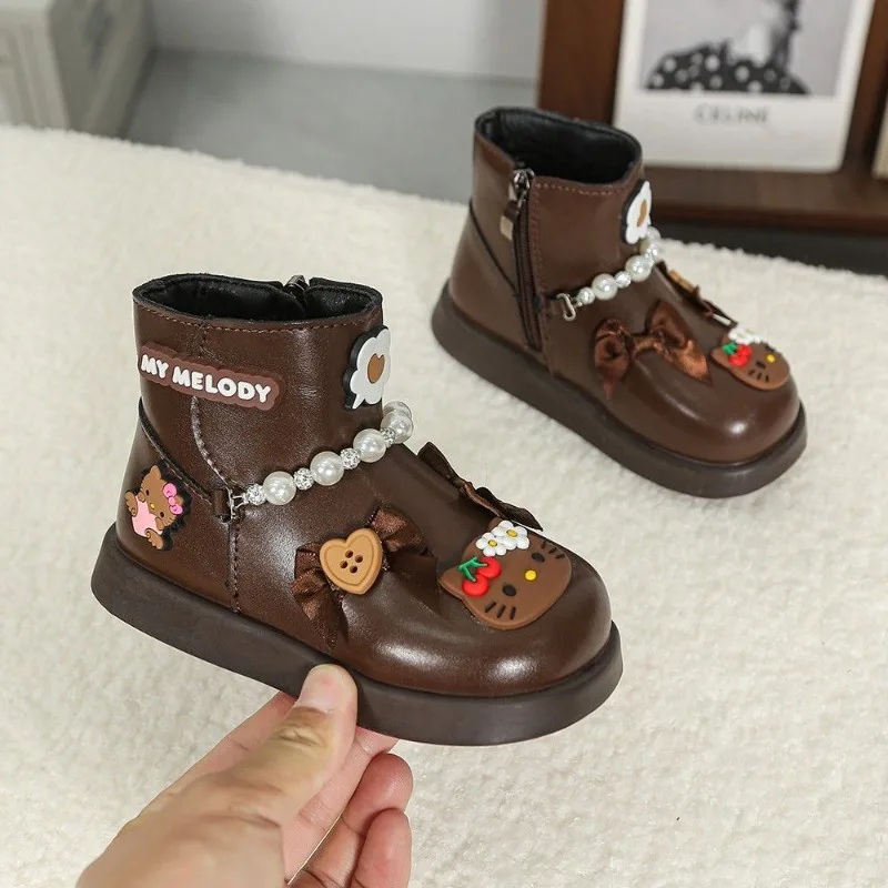 Feminino coração olá kitty anime kawaii sanrio lindas botas de couro 2025 bonito dos desenhos animados crianças botas casuais adoráveis presentes brinquedos