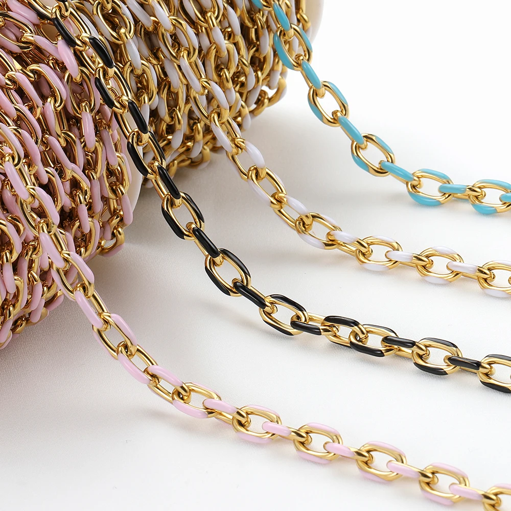 0.5/1M Stainless Steel Drip Oil Coarse Colorful Chain For DIY Bracelet Bag Chain Jewelry Making Accessories Practical Materials