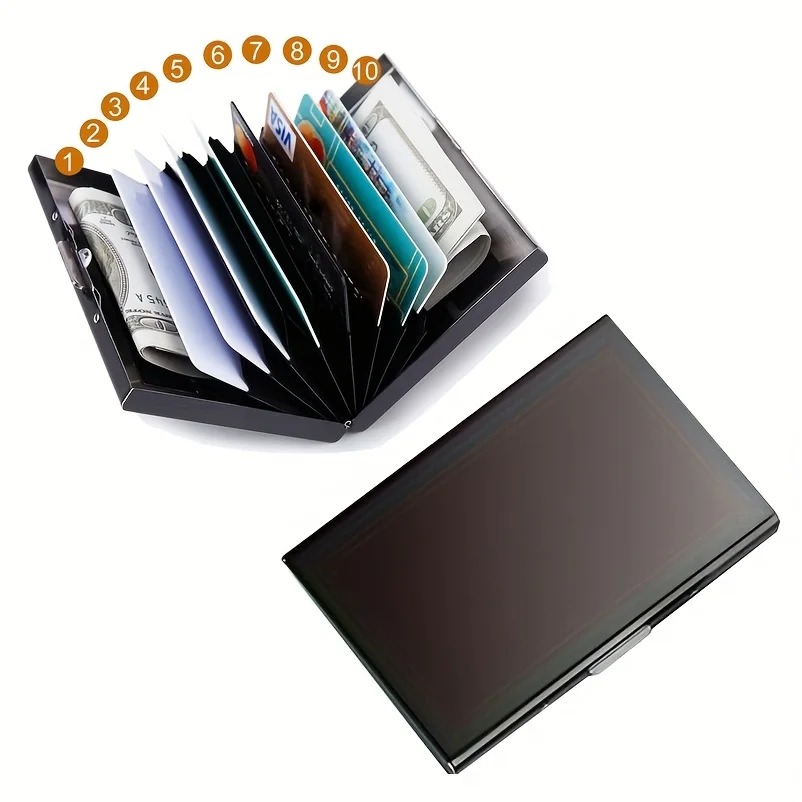 RFID Creditcardhouder, metalen creditcardportemonnee met 6 of 10 vakjes, blokkeerbescherming voor heren en dames, veiligheidsportemonnee