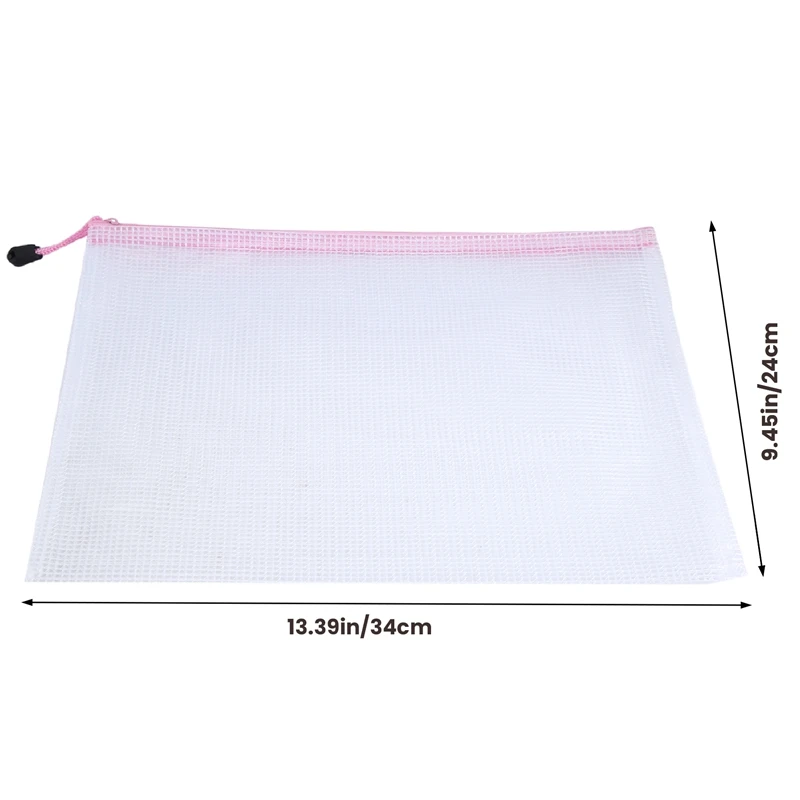 12PCS A4 Zip Lock Bags Mesh Zipper File Bags Document Folders Waterproof Travel Storage Pouch