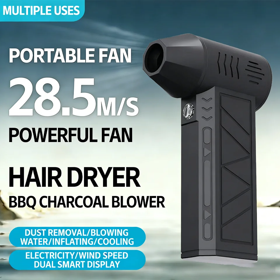 

New Mini Turbo Jet Fan Electric Air Duster 130000RPM Adjustable Wind Speed Rechargeable Violent Blower with Light for Car Clean