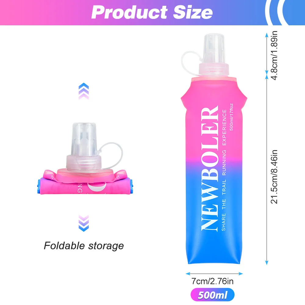 NEWBOLER Water Bottle Folding Soft Flask Sport Water Bottle Water Bag Collapsible Running Camping Hiking Portable Light BPA Free view 2