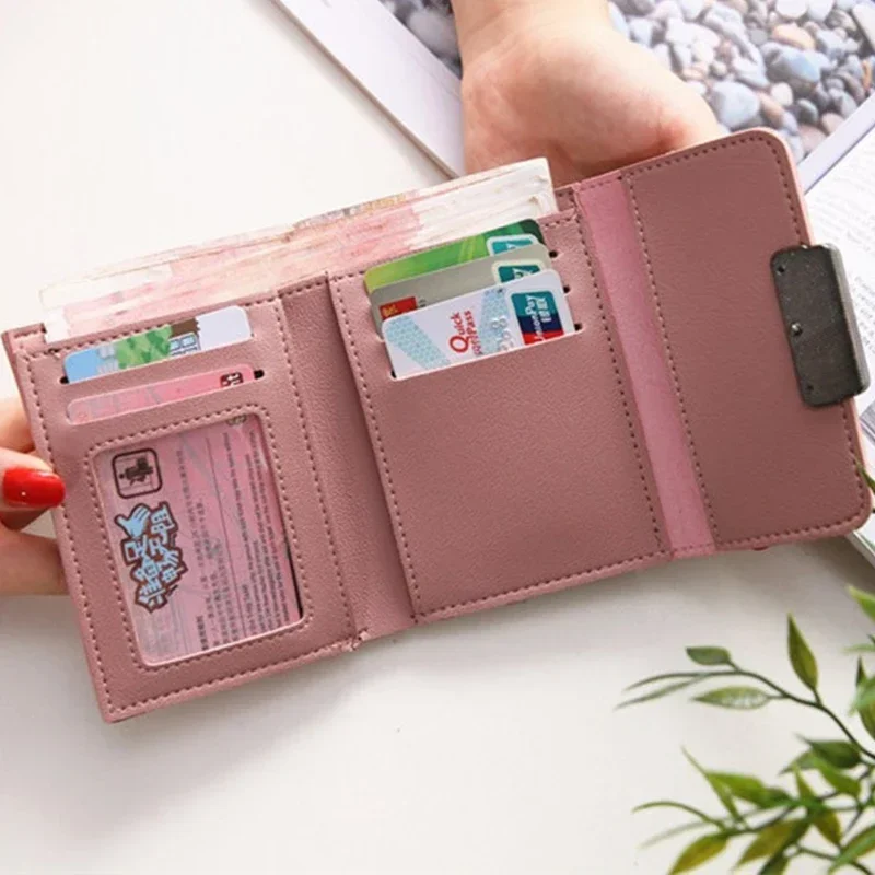 Women Wallet Black/blue/pink Short Female Purse Fashion Credit Card Holder Wallet Case PU Leather Coin Purse 2022 Money Card Bag