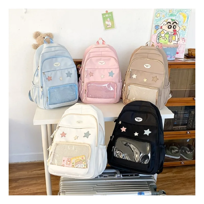 

Японская Милая нейлоновая прозрачная болеутоляющая сумка большой емкости Универсальный рюкзак для девушек студенток сумка через плечо