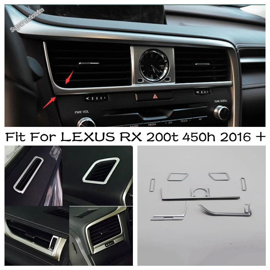 

Car Dashboard Air AC Conditioning Vent Frame Decoration Cover Trim For LEXUS RX 200t 450h 2016 - 2018 Matte Interior Accessories