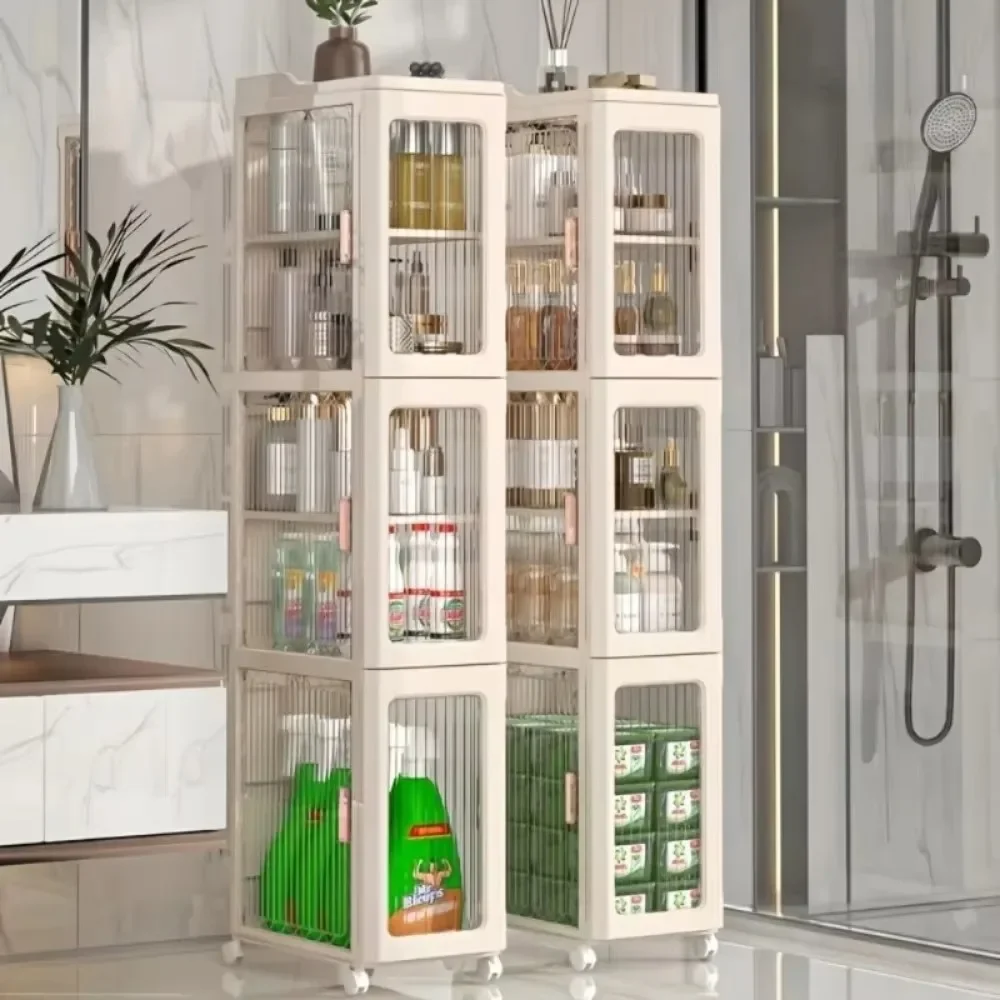 Armoire de rangement multifonctionnelle à haute capacité, armoires de rangement avec couture d'humidité pour toilettes domestiques, MELStyle