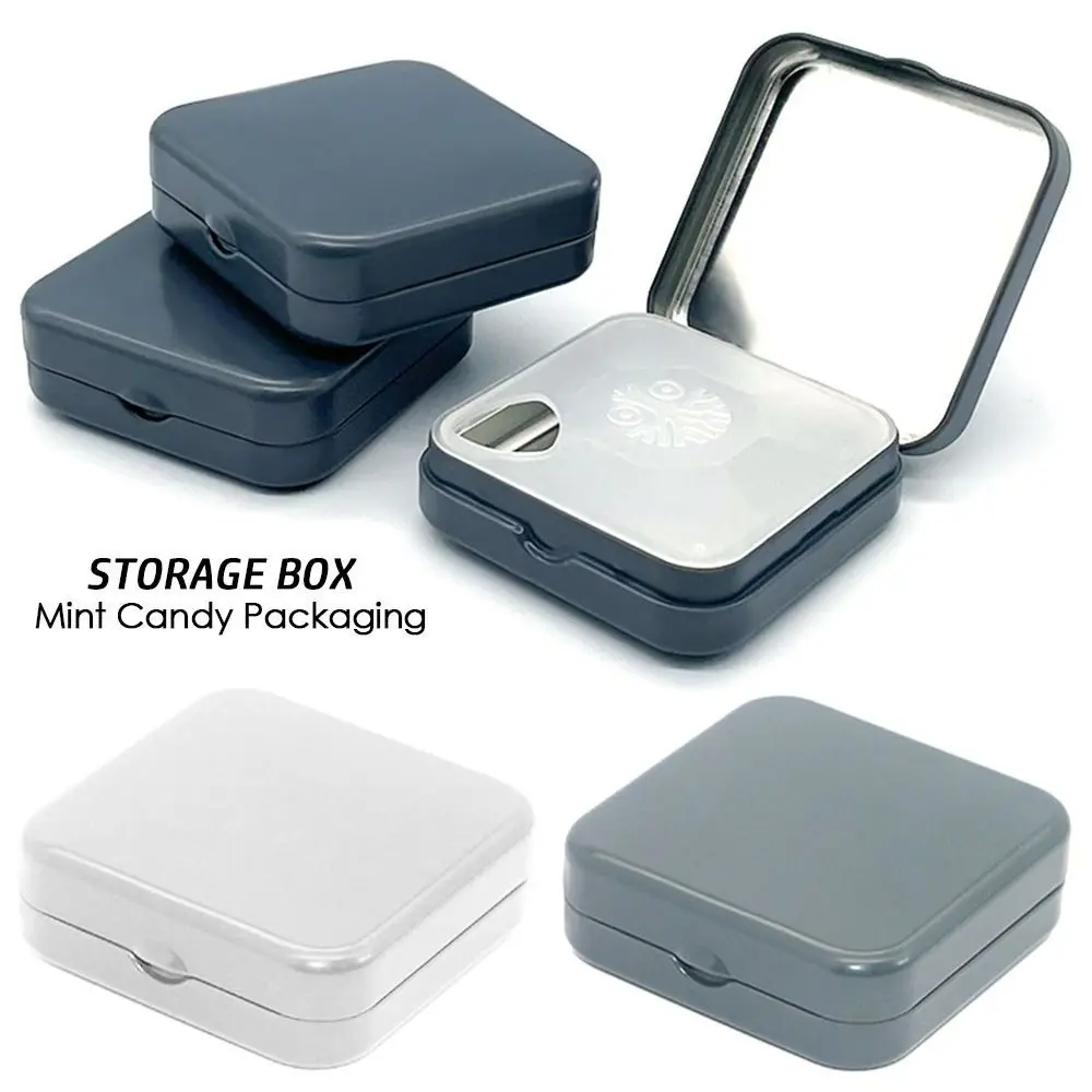 1 Pcs Iron Box Small Mint Candy Packaging Jewelry Blind Storage Box Medical Particle Metal Color Printing Square Box Pill Cases