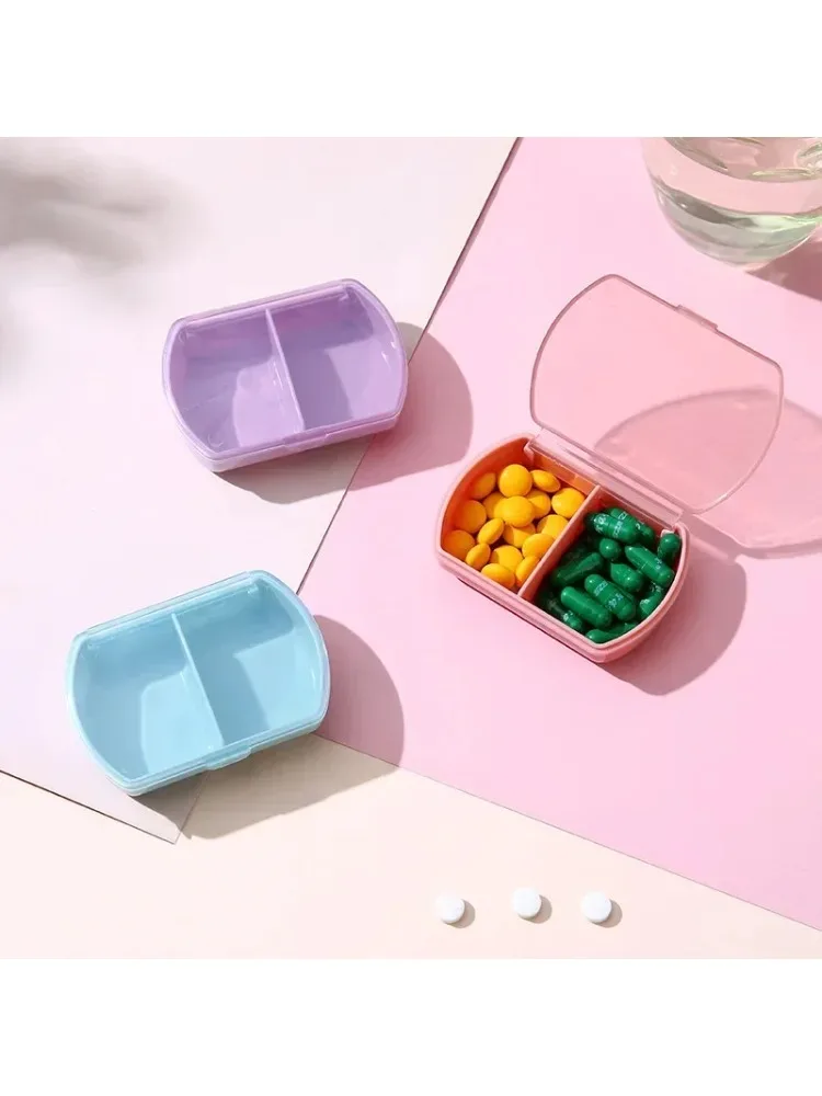 Mini pilules à 2 grilles, boîte à pilules Portable de voyage, étui à médicaments, étui quotidien, porte-vitamines, conteneur organisateur