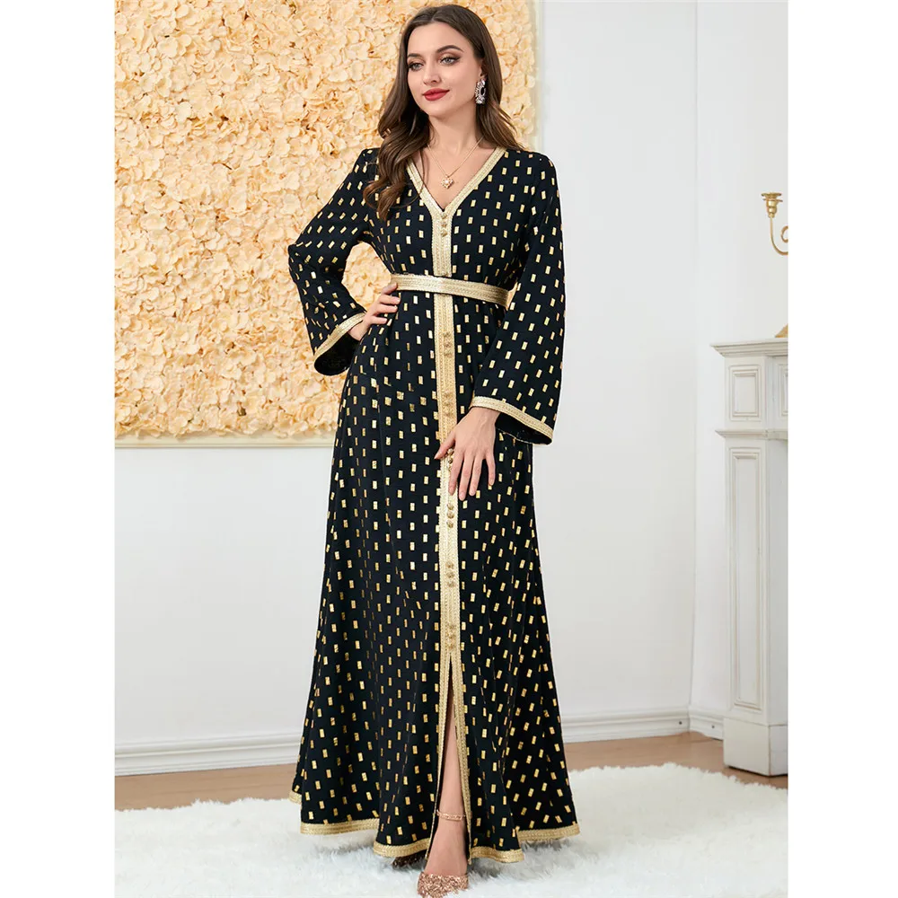 Eid Mubarak Djellaba Abaya Dubai Turkey Kaftan Women Muslim Maxi Dress Moroccan Caftan Islamic Jalabiya Arabic Robe Evening Gown