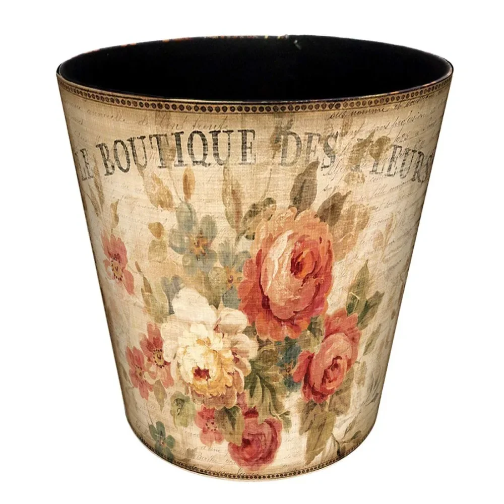 Cestino per rifiuti da 10 litri Cestino per rifiuti decorativo retrò Cestino per rifiuti in pelle PU impermeabile senza coperchio per cucina, ufficio, soggiorno,