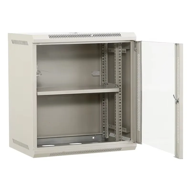 

12U White Glass Door Network Wall Mounted Steel Server Cabinet Rack Housing with Network Cabinet Shelves