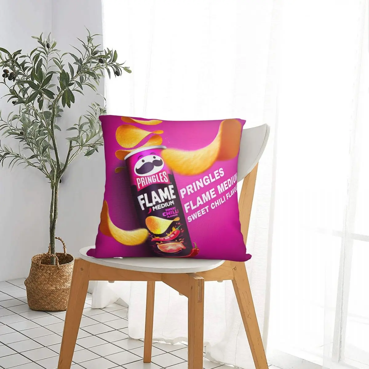 Pringles Chips Square Pillow Case Potato Snack Cushion Covers Creative Zippered Decor Pillowcover for Car 40*40cm