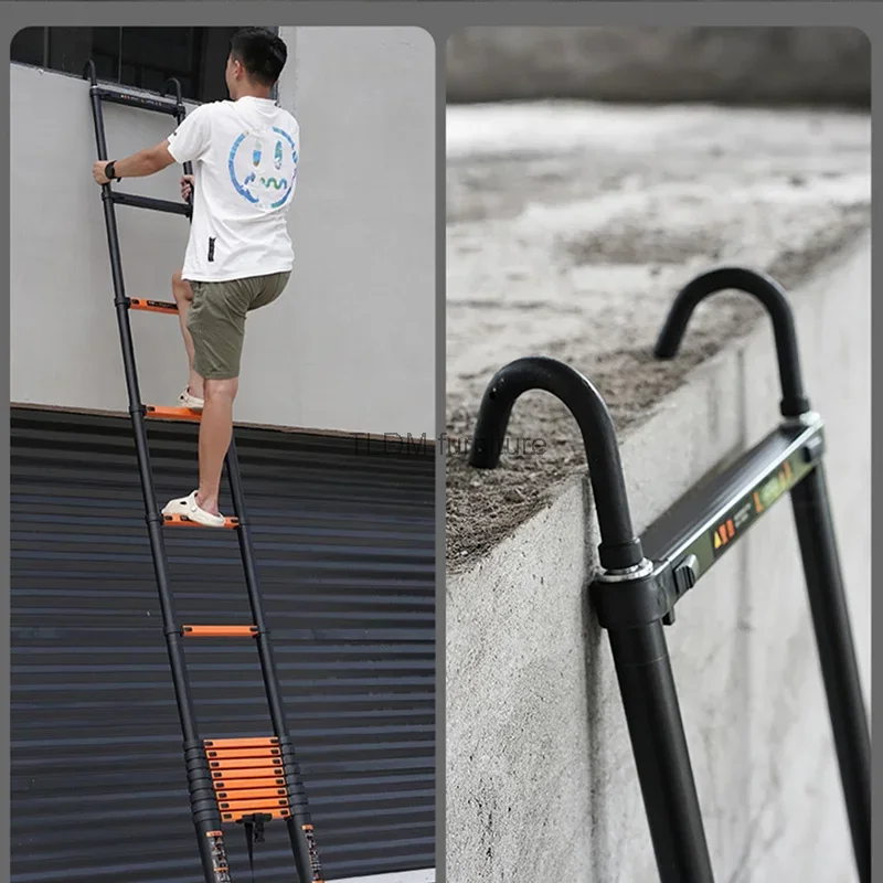 Multifunction Folding Ladder Aluminum Alloy Telescopic Ladder Thickened Herringbone Ladder Portable Lift Engineering Ladder