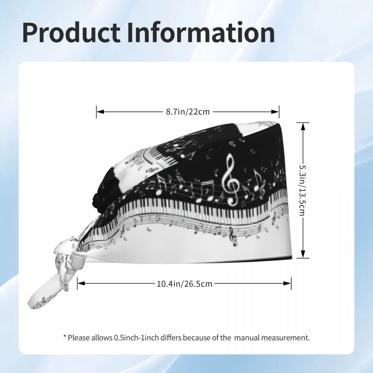 Abstract Piano Keys With Musical Notes Scrub Hat Doctor Working Surgical Cap Unisex Adjustable Nursing Caps for Dentist