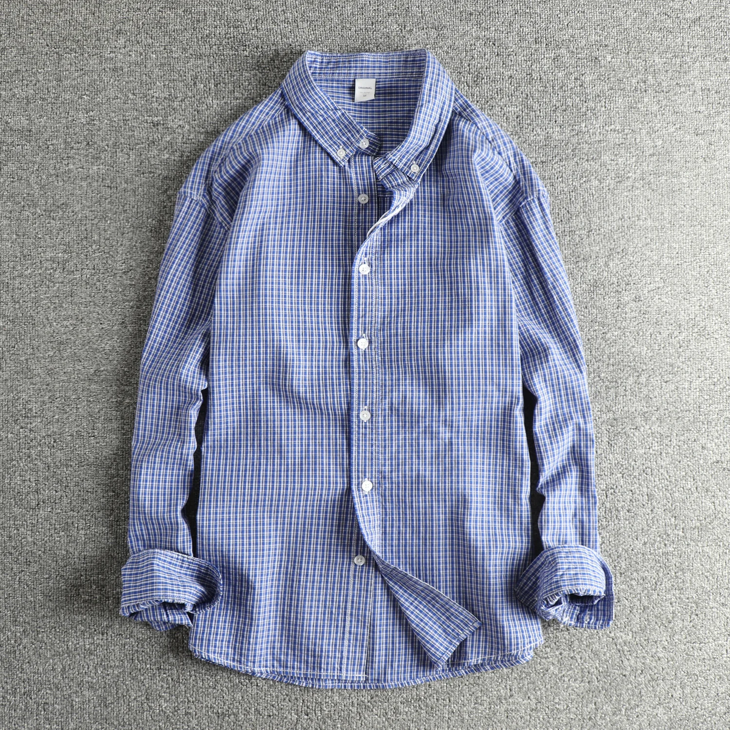 

2025 Autumn New Japanese Retro Long-Sleeve Turn-down Collar Plaid Shirt Men's 100% Cotton Fashion Washed Comfort Casual Blouses