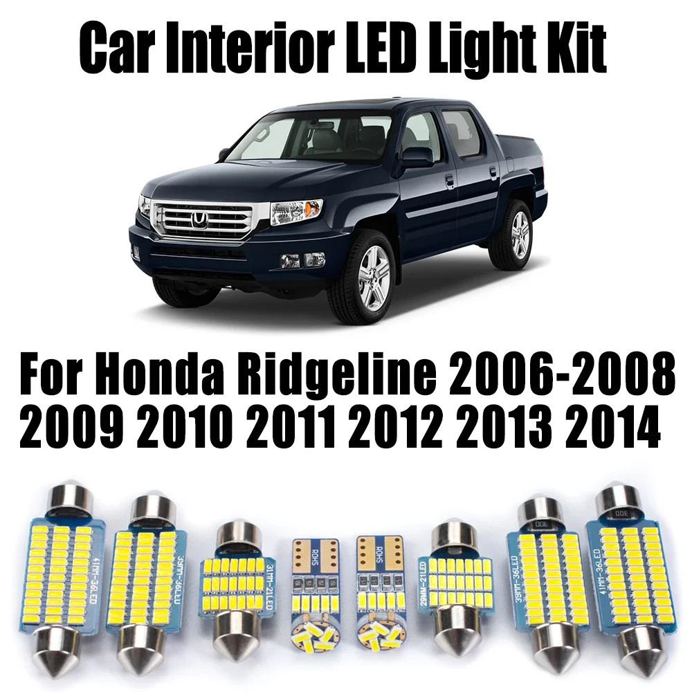 19 Uds Canbus iluminación LED para coche bombillas de lectura de mapas interiores para Honda Ridgeline 2006- 2010 2011 2012 2013 2014 Kit de luces para maletero