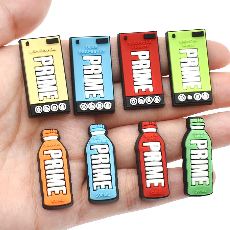 Hot Sell Energetic Drinks Prime Bottle PVC  Shoe Charms Clips Decorations  Pins for Shoe Accessories Childre Gift