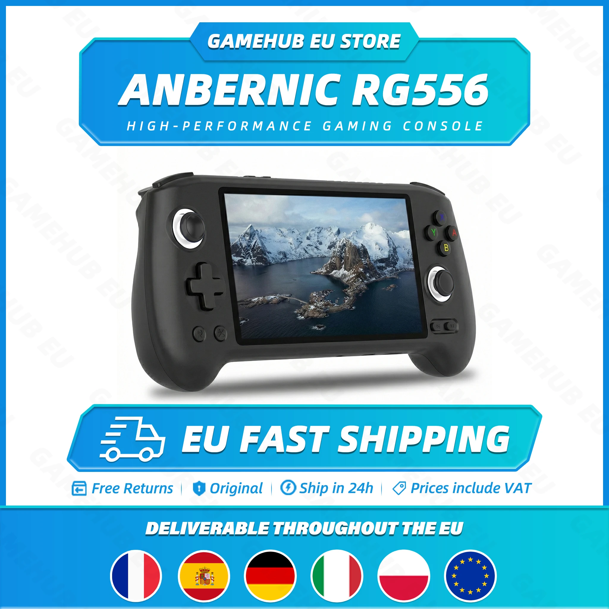 Console de jeu portable ANBERNIC RG556, écran AMOLED 5,48'', système d'exploitation Android 13, batterie 5500 mAh, Bluetooth 5.0, lecteur de jeux vidéo portable